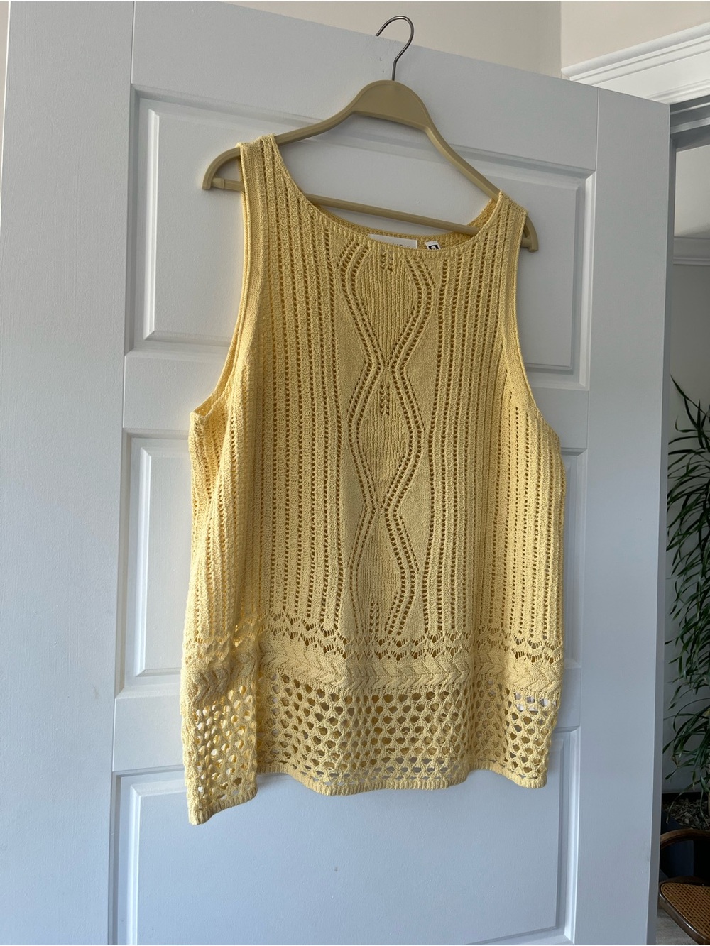 SOLD Addition Elle Pale Yellow Openwork Knit Tank Top